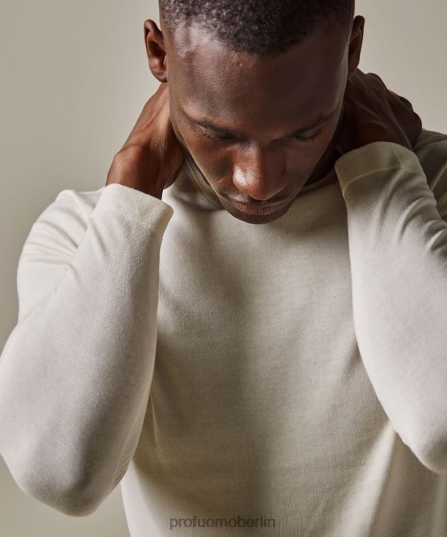 Kleidung de Profuomo Männer Luxus-Longsleeve cremefarben BR442245