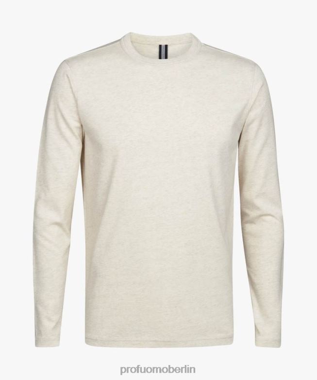 Kleidung de Profuomo Männer Melange-Langarm-T-Shirt Beige BR442220
