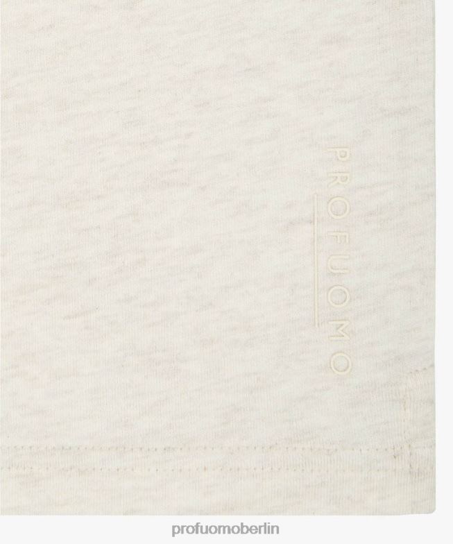 Kleidung de Profuomo Männer Melange-Langarm-T-Shirt Beige BR442220