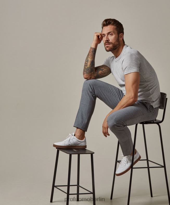 Schuhe de Profuomo Männer Ledersneaker Weiß BR442426