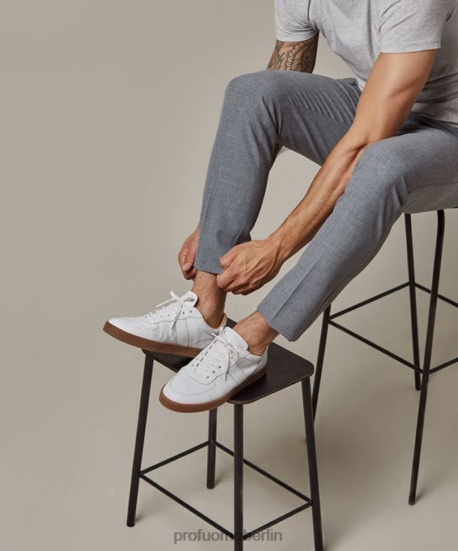 Schuhe de Profuomo Männer Ledersneaker Weiß BR442426