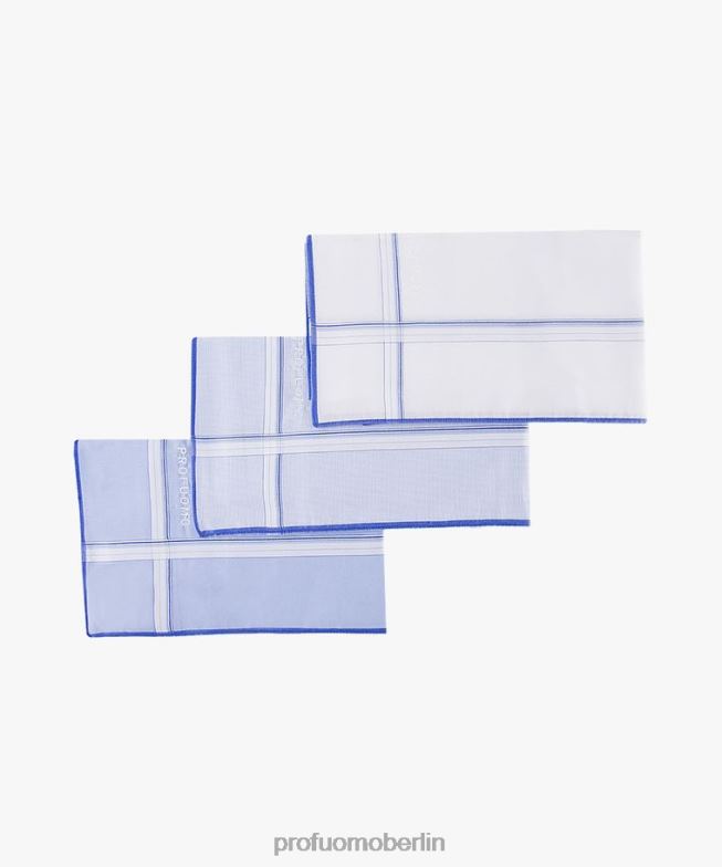 Zubehör de Profuomo Männer 3er-Pack Taschentücher aus Baumwolle weiß Blau BR442746