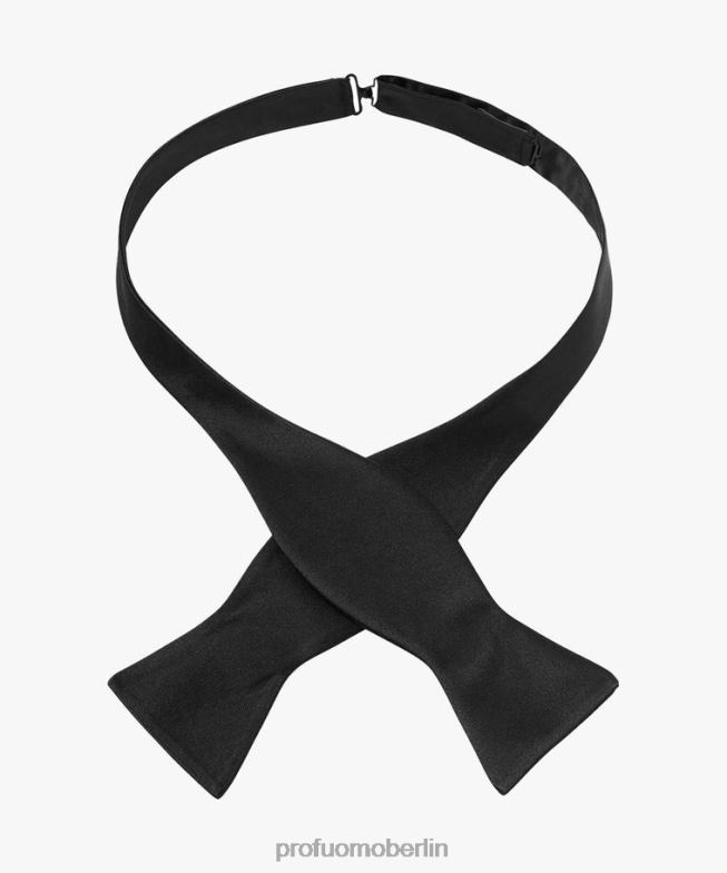 Zubehör de Profuomo Männer Selbstfliege aus Satin Schwarz BR442499