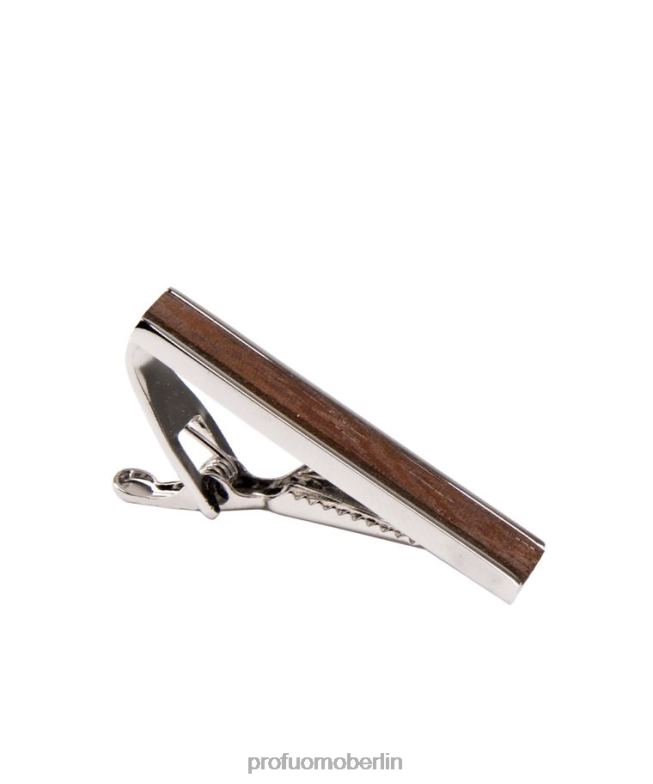 Zubehör de Profuomo Männer Krawattenklammer aus Holz Silber BR442731