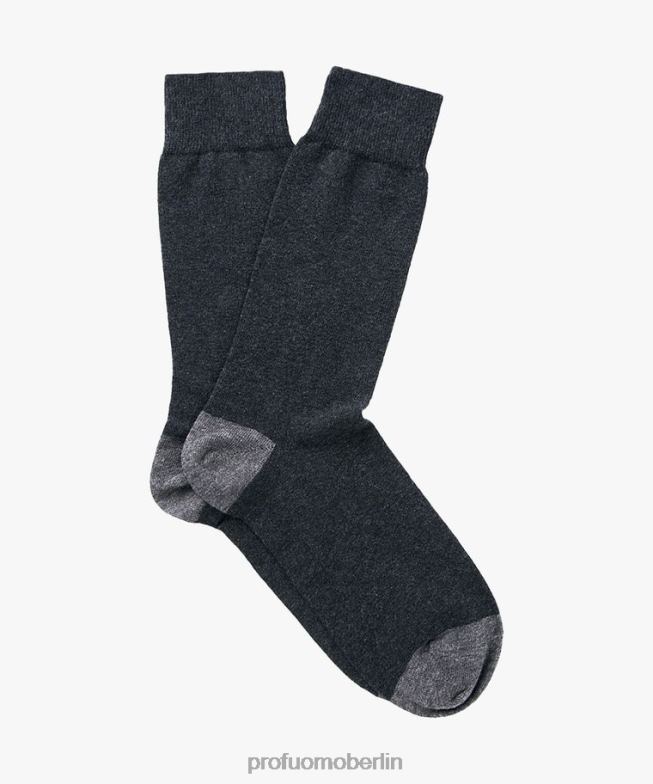 Zubehör de Profuomo Männer Baumwollsocken im Doppelpack Anthra BR442661