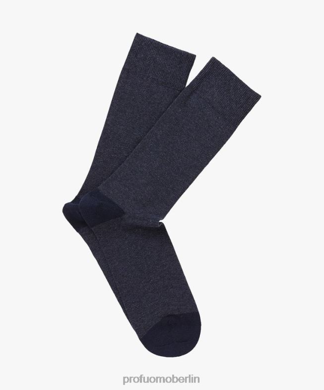 Zubehör de Profuomo Männer Baumwollsocken im Doppelpack Blau BR442660