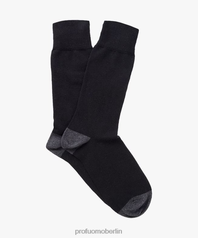 Zubehör de Profuomo Männer Baumwollsocken im Doppelpack Schwarz BR442493